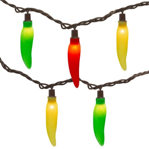 NORTHLIGHT  35-Count Vibrantly Colored Chili Pepper String Light Set, 22.5' Wire In Brown We love them and everyone says it's fun to see them!