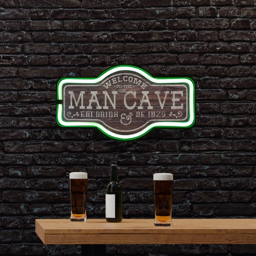 17" Green LED Lighted Man Cave Neon Style Wall Sign
