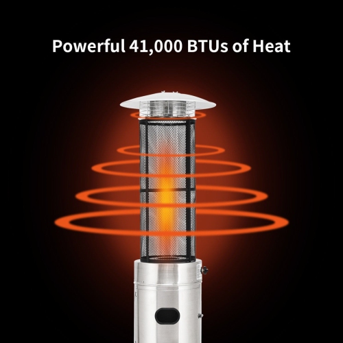 Radiateurs de patio ronds en verre et en acier inoxydable de 41000 BTU