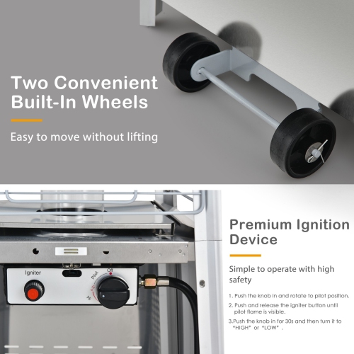 Radiateur de terrasse pyramide avec roues de 42000 BTU