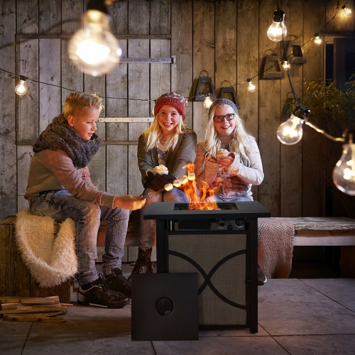 Table à foyer au propane de 25 po et 60 40000 BTU avec couvercle et verre de foyer