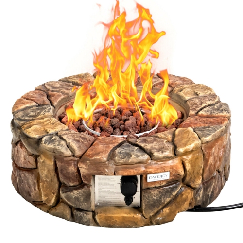 SLICKBLUE  28 Inch Propane Gas Fire Pit Outdoor 40 000 Btu Stone-Brown