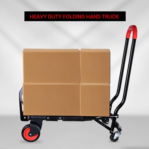 PrimeCables Heavy Duty Folding Hand Truck 265lbs Capacity, Portable Multi-Position Dolly Cart with 4 Wheels