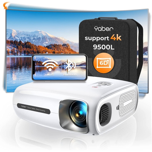 YABER Pro V7 9500L 5G Vidéoprojecteur WiFi Bluetooth Full HD 1080P , 6D Correction Auto de la Distorsion Trapézoïdale et 4P/4D