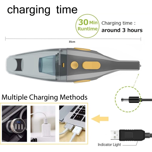 NIERBO Upgrade Handheld Vacuum Cordless Rechargeable Handheld Vacuums 12000PA-14000PA High Power with Power Display for Car, Home, Office, Pet Hair