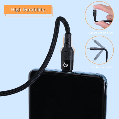 2-in-1 USB-A/C to USB-C Fast Charger Cord in Nylon Braid 2.0, 1m for MacBook, iPad, smartphone with all Type-C devices- PrimeCables®