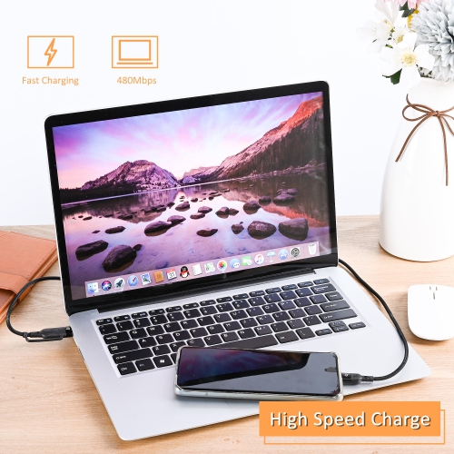 2-in-1 USB-A/C to USB-C Fast Charger Cord in Nylon Braid 2.0, 1m for MacBook, iPad, smartphone with all Type-C devices- PrimeCables®