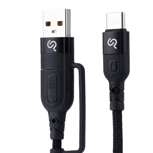 2-in-1 USB-A/C to USB-C Fast Charger Cord in Nylon Braid 2.0, 1m for MacBook, iPad, smartphone with all Type-C devices- PrimeCables®