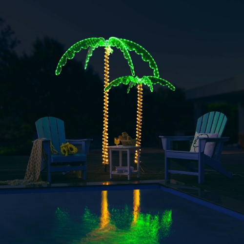 5 Feet LED Pre-lit Palm Tree Decor with Light Rope