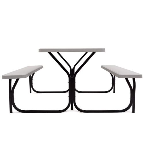 Ensemble avec banc de pique-nique pour le camping en plein air - Blanc