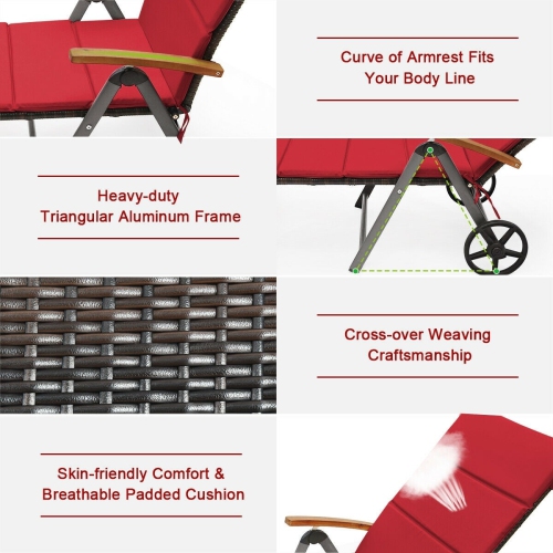 Outdoor Chaise Lounge Chair Rattan Lounger Recliner Chair