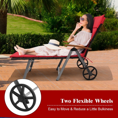 Outdoor Chaise Lounge Chair Rattan Lounger Recliner Chair