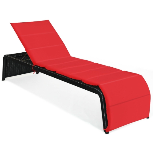 SLICKBLUE  Adjustable Patio Rattan Lounge Chair With Cushioned