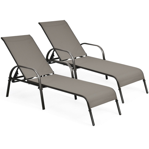 SLICKBLUE  2 Pieces Outdoor Patio Lounge Chair With Adjustable Reclining Armrest