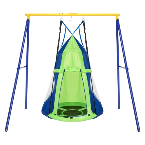 SLICKBLUE  2-In-1 40 Inch Kids Hanging Chair Detachable Swing Tent Set-Green