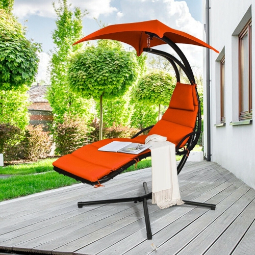 Hanging Chaise Lounger with Stand and Pillow for Outdoor