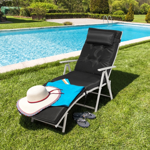 Adjustable Folding Chaise Lounge Chair - Lightweight Outdoor Recliner