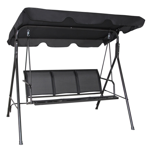 Outdoor Patio Swing Canopy 3 Person Canopy Swing Chair-Black