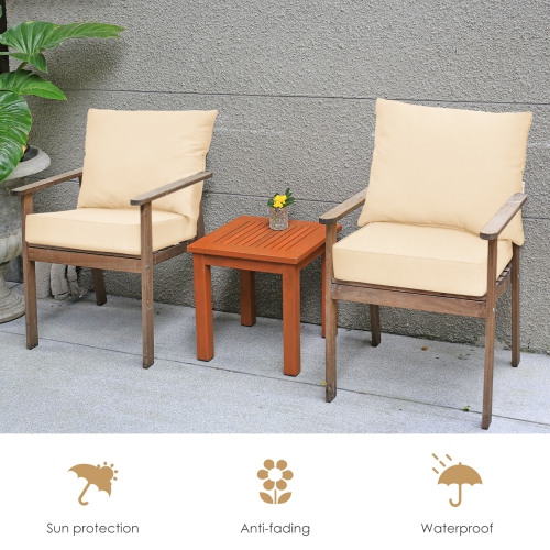 Deep Seat Chair Cushion Pads Set with Rope Belts for Indoor and Outdoor-Beige