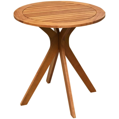 SLICKBLUE  27 Inch Outdoor Round Solid Wood Coffee Side Bistro Table