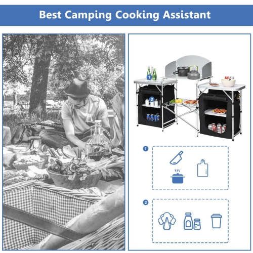 Folding Camping Table with Storage Organizer