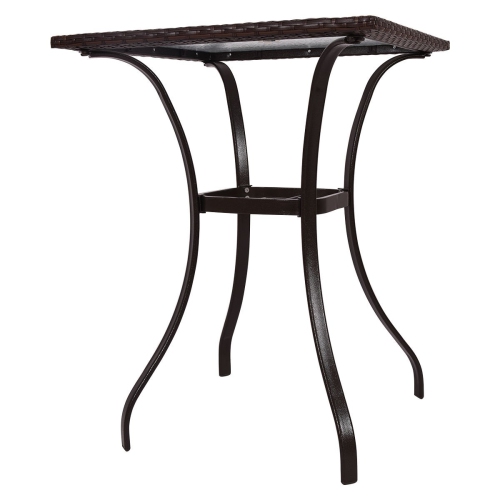 Square Glass Patio Table with Rattan Trim – 28.5" Outdoor Dining or Coffee Table