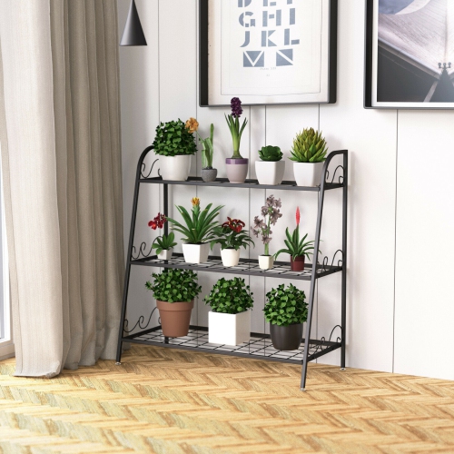 3-tier Metal Plant Stand Shelf Display Rack for Plants Shoes Flower Pot
