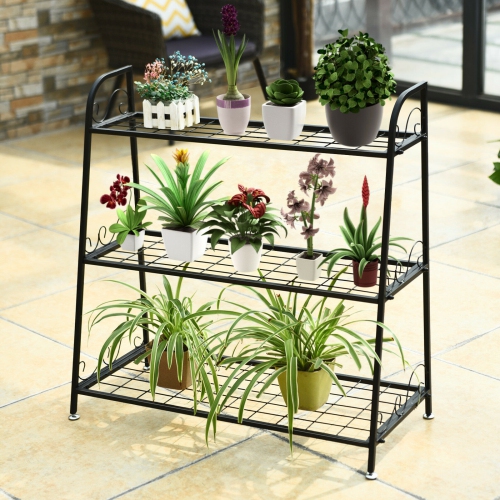 3-tier Metal Plant Stand Shelf Display Rack for Plants Shoes Flower Pot