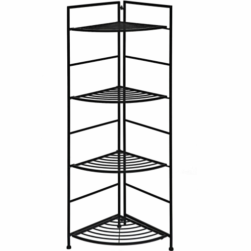 SLICKBLUE  4 Tier Folding Metal Shelf Plant Stand Storage Open Shelf Corner Display Rack