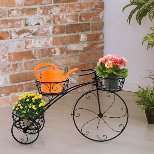 Tricycle Plant Stand Flower Pot Cart Holder in Parisian Style