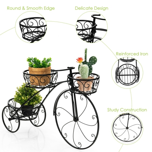 Tricycle Plant Stand Flower Pot Cart Holder in Parisian Style