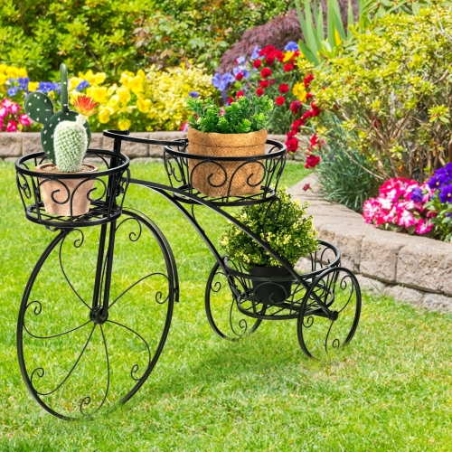 Tricycle Plant Stand Flower Pot Cart Holder in Parisian Style