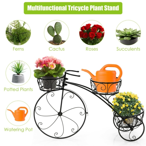 Tricycle Plant Stand Flower Pot Cart Holder in Parisian Style