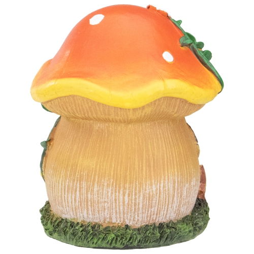 6.25" Orange Mushroom House Outdoor Garden Statue