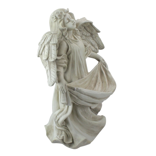 Statue de jardin extérieure Serene Angel Bird Feeder de 18.5 po