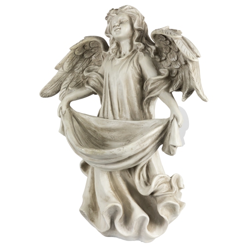 Statue de jardin extérieure Serene Angel Bird Feeder de 18.5 po