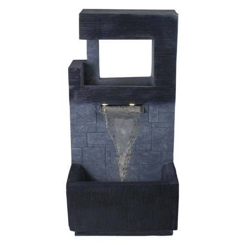 NORTHLIGHT  35.5" And Gold Modern Outdoor Garden Water Fountain In Black