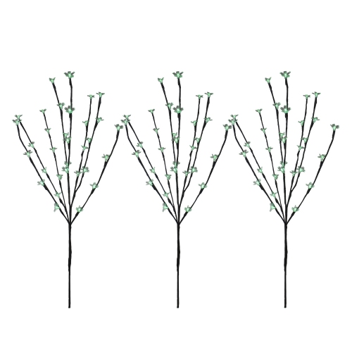 NORTHLIGHT  Set Of 3 Pre-Lit Cherry Blossom Artificial Tree Branches, 72 Led Lights In Green