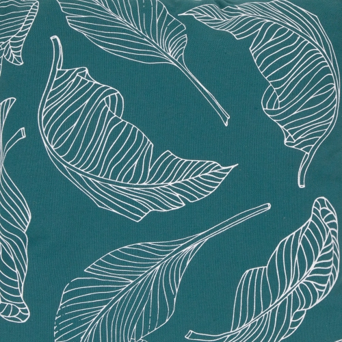 18" Teal Green Tropical Leaf Square Throw Pillow