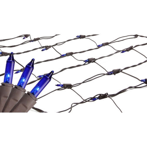 NORTHLIGHT  2' X 8' Mini Tree Trunk Wrap Christmas Net Lights - Brown Wire In Blue