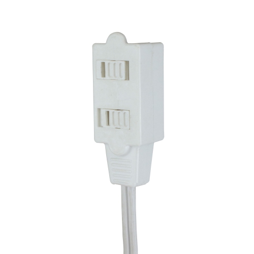 9' White Outdoor Power Extension Cord with 3-Outlets and Safety Locks