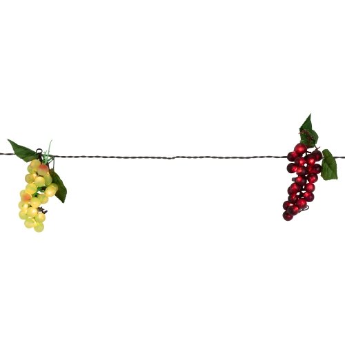 5-Count Red and Green Grape Cluster String Light Set, 8ft Brown Wire