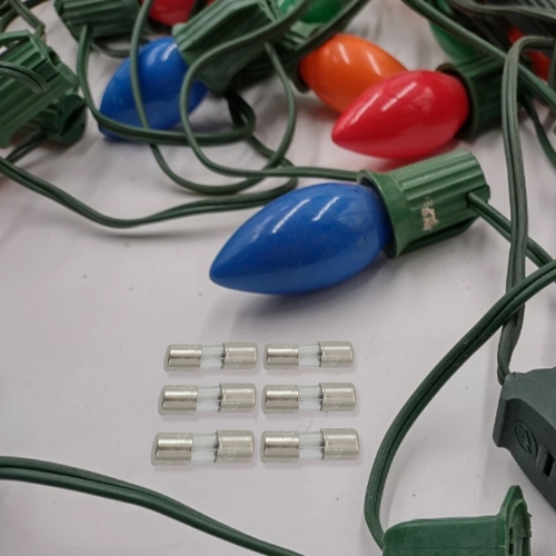 Set of 6 Replacement Fuses For Mini Christmas Lights, 3 Amps