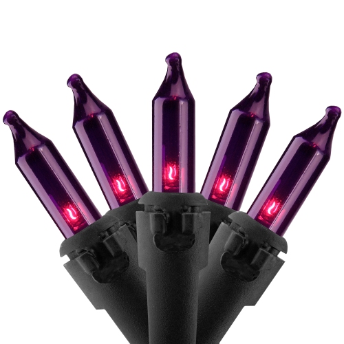 NORTHLIGHT  35-Count Purple Mini Christmas Lights, 7Ft Wire In Black