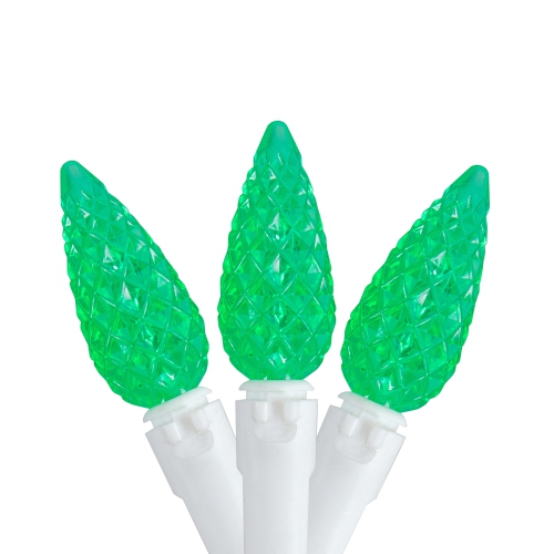 NORTHLIGHT  70 Count Led C6 Faceted Christmas Lights, 22.5 Ft White Wire In Green