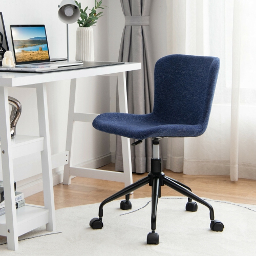 Gymax Mid Back Armless Office Chair Adjustable Swivel Linen Task Chair