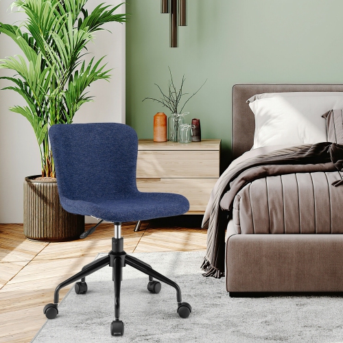 Gymax Mid Back Armless Office Chair Adjustable Swivel Linen Task Chair
