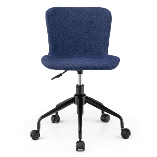 Gymax Mid Back Armless Office Chair Adjustable Swivel Linen Task Chair