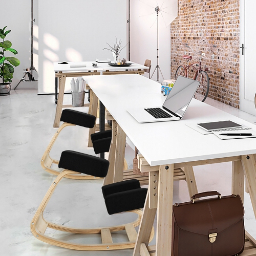 Gymax Ergonomic Kneeling Chair Rocking Stool Upright Posture Office Furniture Black