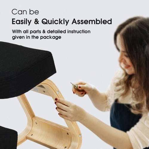 Gymax Ergonomic Kneeling Chair Rocking Stool Upright Posture Office Furniture Black